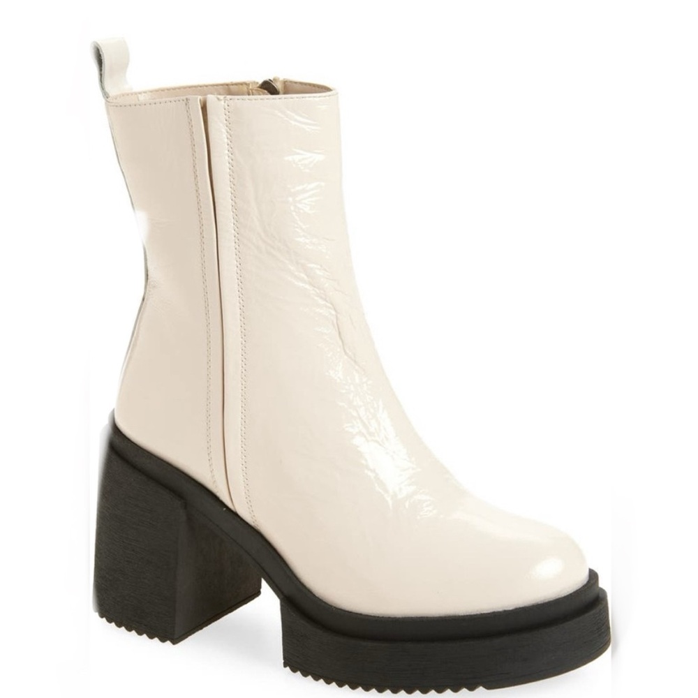 Steve Madden $140 Sawyer Patent Leather Block Heel Platform Boots Size 9.5US NEW - Picture 1 of 13